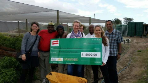 Uthando-supported community garden in Cape Town South Africa — permaculture and urban growing funded through Cape Town community safari partnerships
