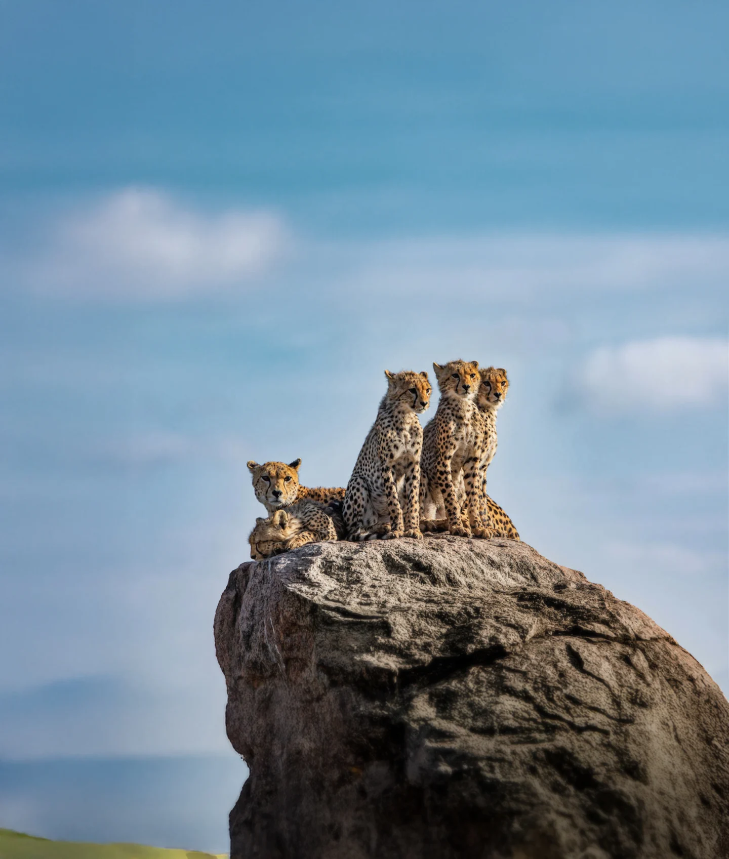Mom and cheetah cubs